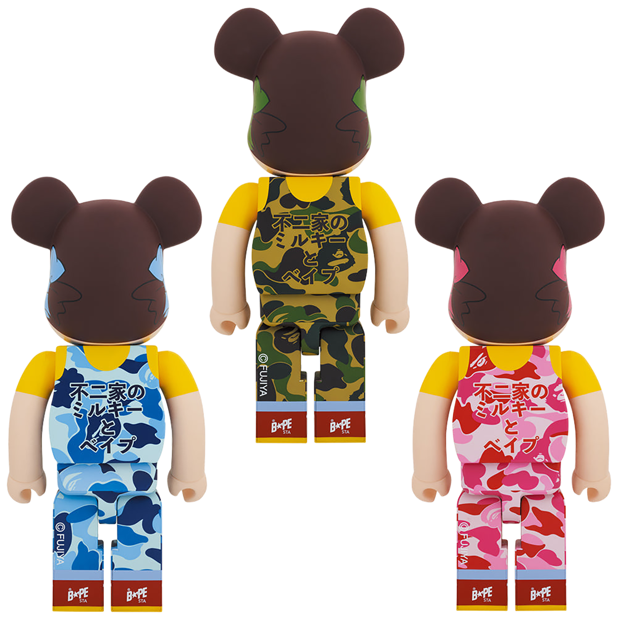 BE@RBRICK BAPE(R) Peko-chan 1000% 绿色/粉色/蓝色