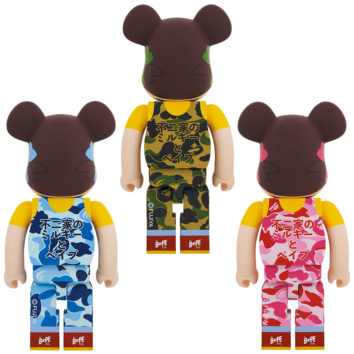BE@RBRICK BAPE(R) Peko-chan 1000% 绿色/粉色/蓝色