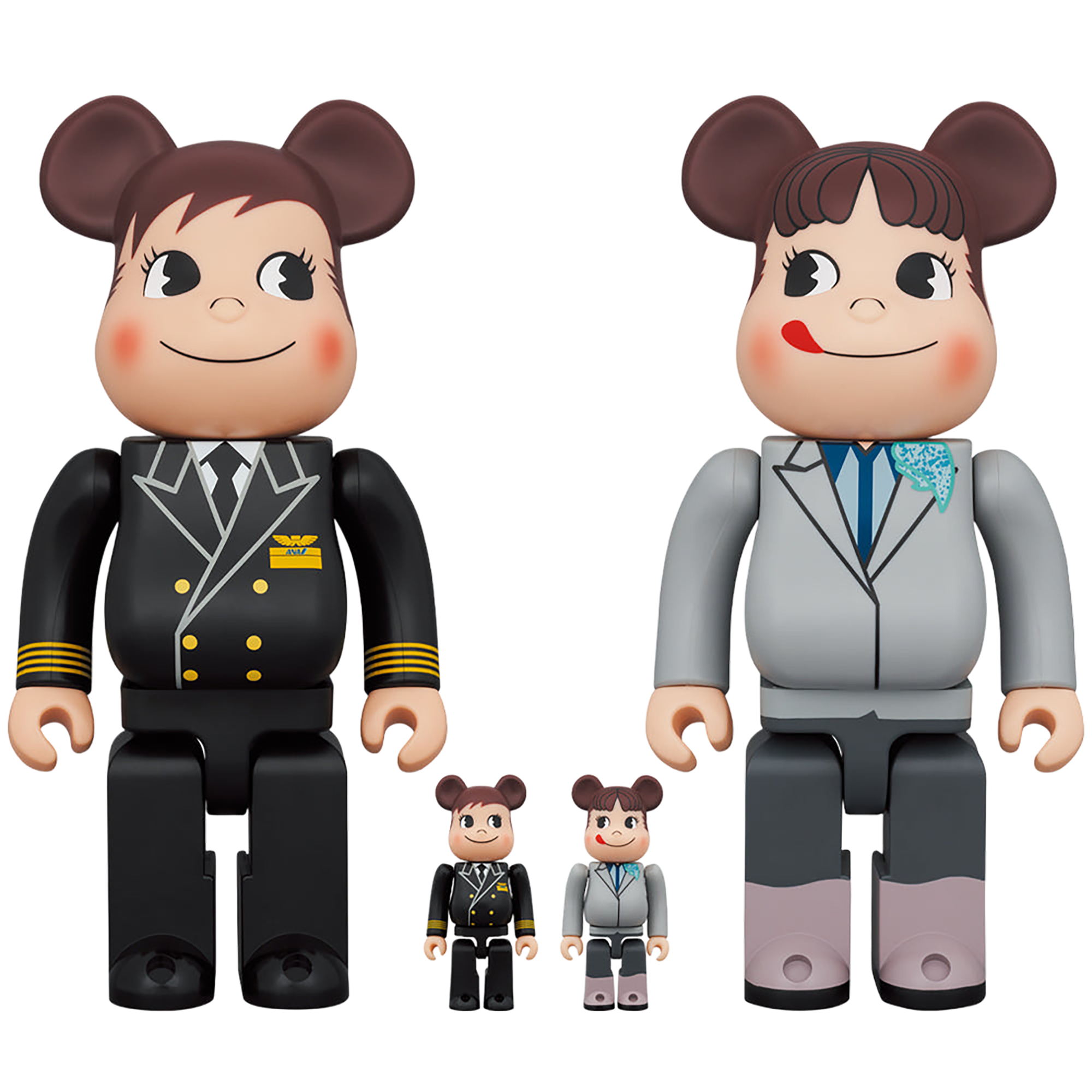 <ANA Original> BE@RBRICK for ANA CAPTAIN Poco-chan & CA 第 10 代 Peko-chan 100% & 400% 4 件套