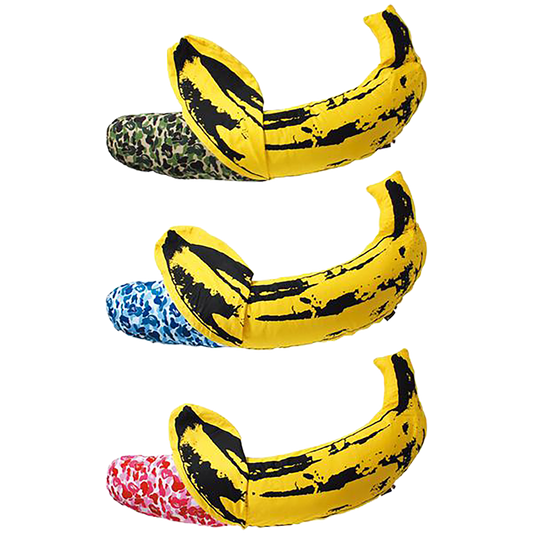 MLE × BAPE(R) ANDY WARHOL ABC BANANA CUSHION M（GREEN CAMO／BLUE CAMO／PINK CAMO）