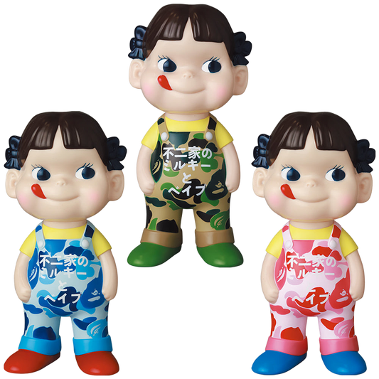 Fujiya soft vinyl collection BAPE(R) × Peko-chan GREEN／PINK／BLUE