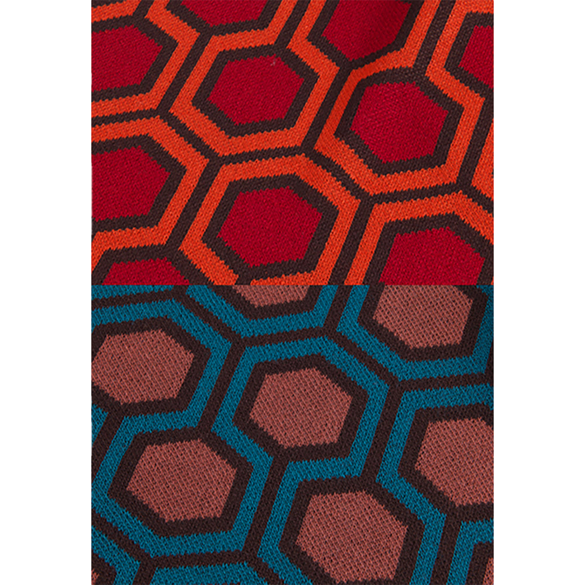 KNIT GANG COUNCIL "THE SHINING" KNIT SCARF "CARPET" ORANGE／TURQUOISE