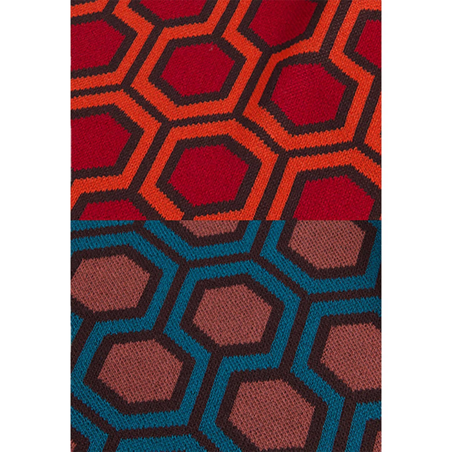 KNIT GANG COUNCIL "THE SHINING" KNIT SCARF "CARPET" ORANGE／TURQUOISE
