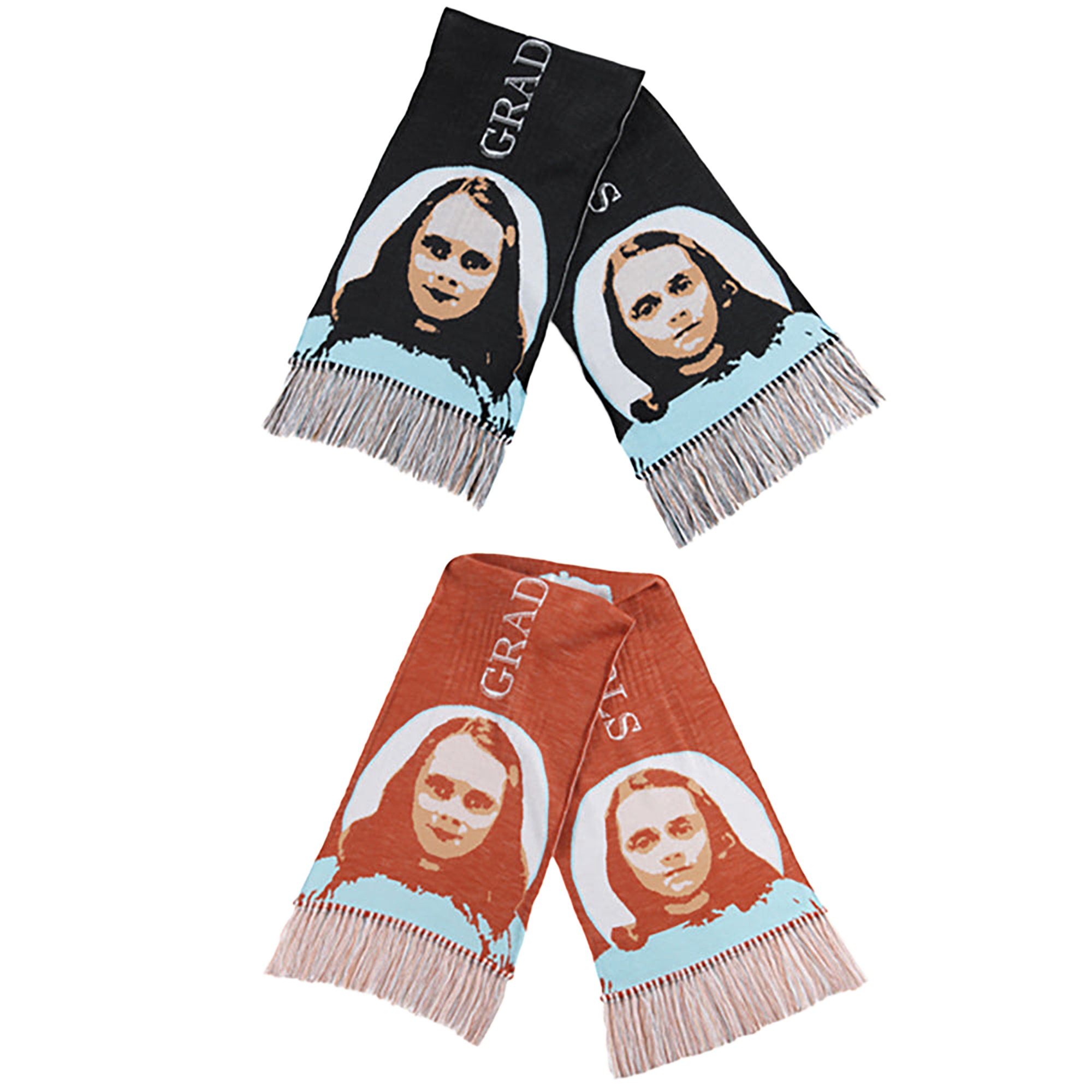 KNIT GANG COUNCIL "THE SHINING" KNIT SCARF "TWINS" BLACK／BEIGE