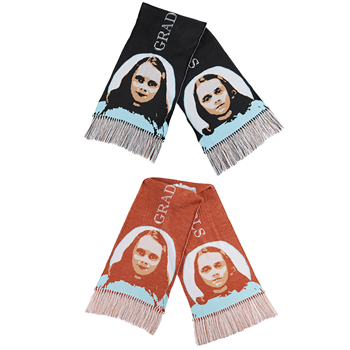 KNIT GANG COUNCIL "THE SHINING" KNIT SCARF "TWINS" BLACK／BEIGE