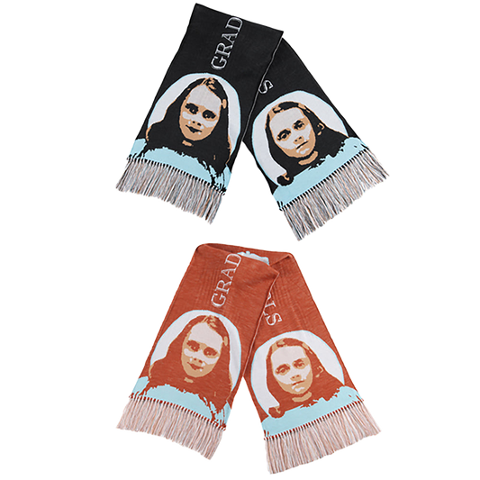 KNIT GANG COUNCIL "THE SHINING" KNIT SCARF "TWINS" BLACK／BEIGE