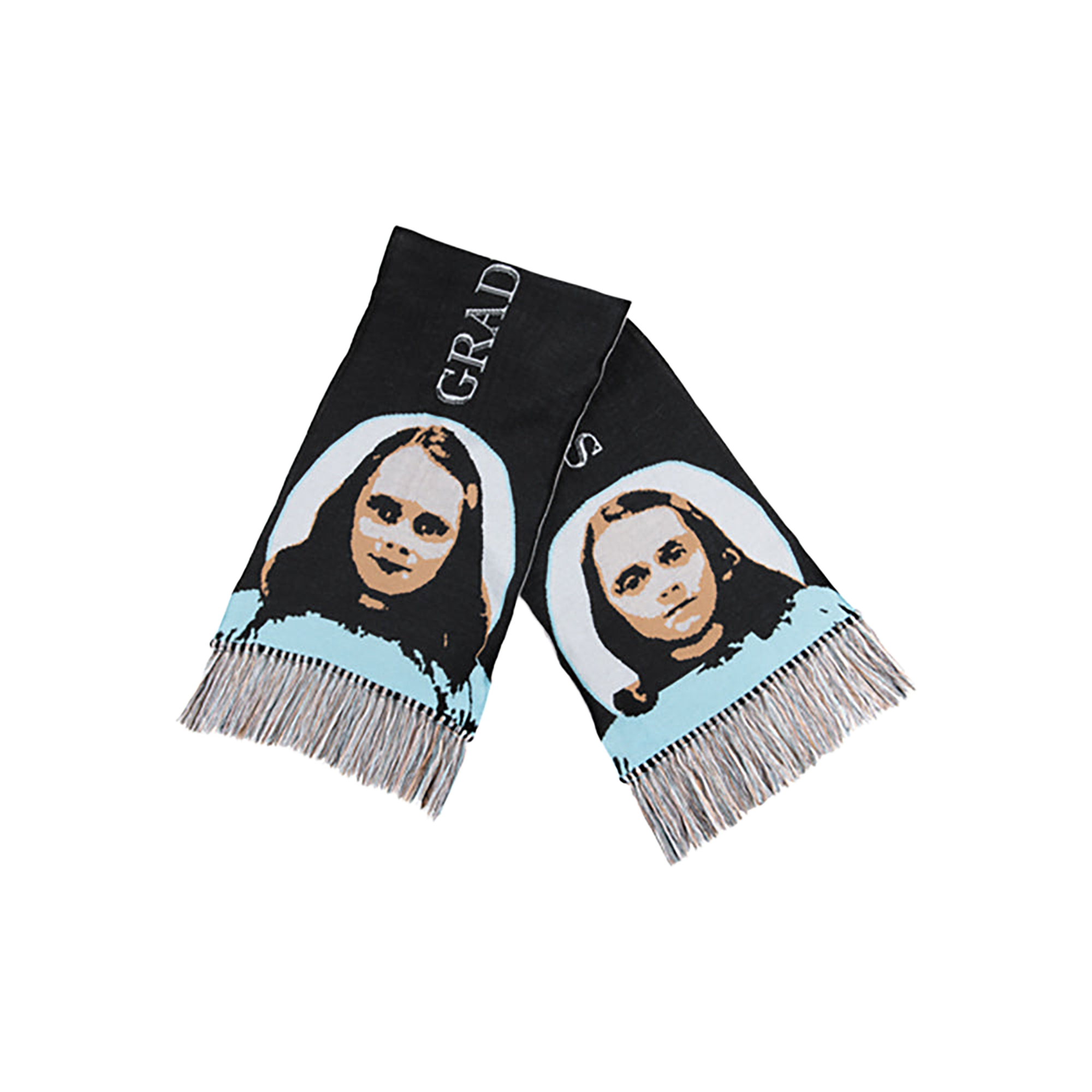 KNIT GANG COUNCIL "THE SHINING" KNIT SCARF "TWINS" BLACK／BEIGE