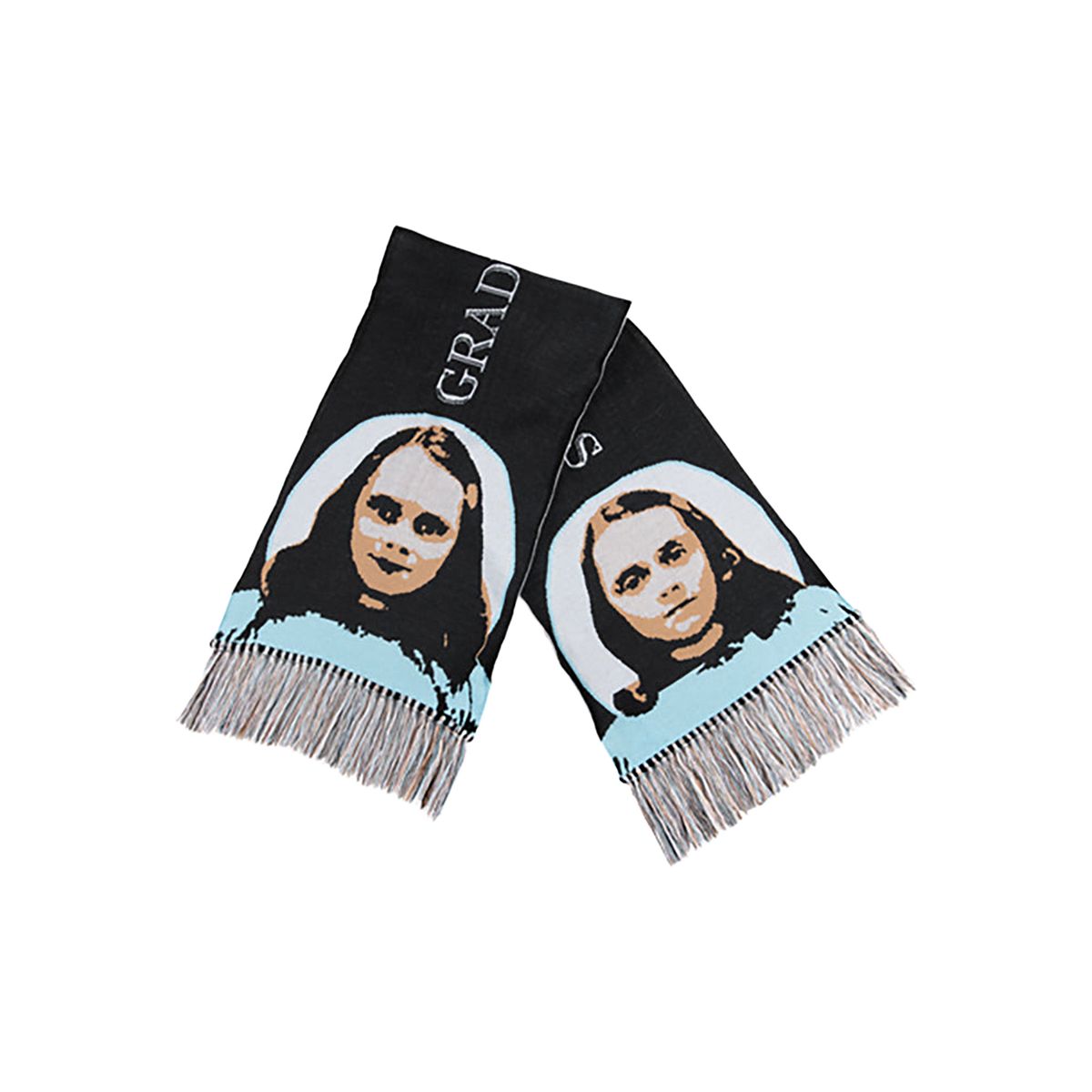 KNIT GANG COUNCIL "THE SHINING" KNIT SCARF "TWINS" BLACK／BEIGE