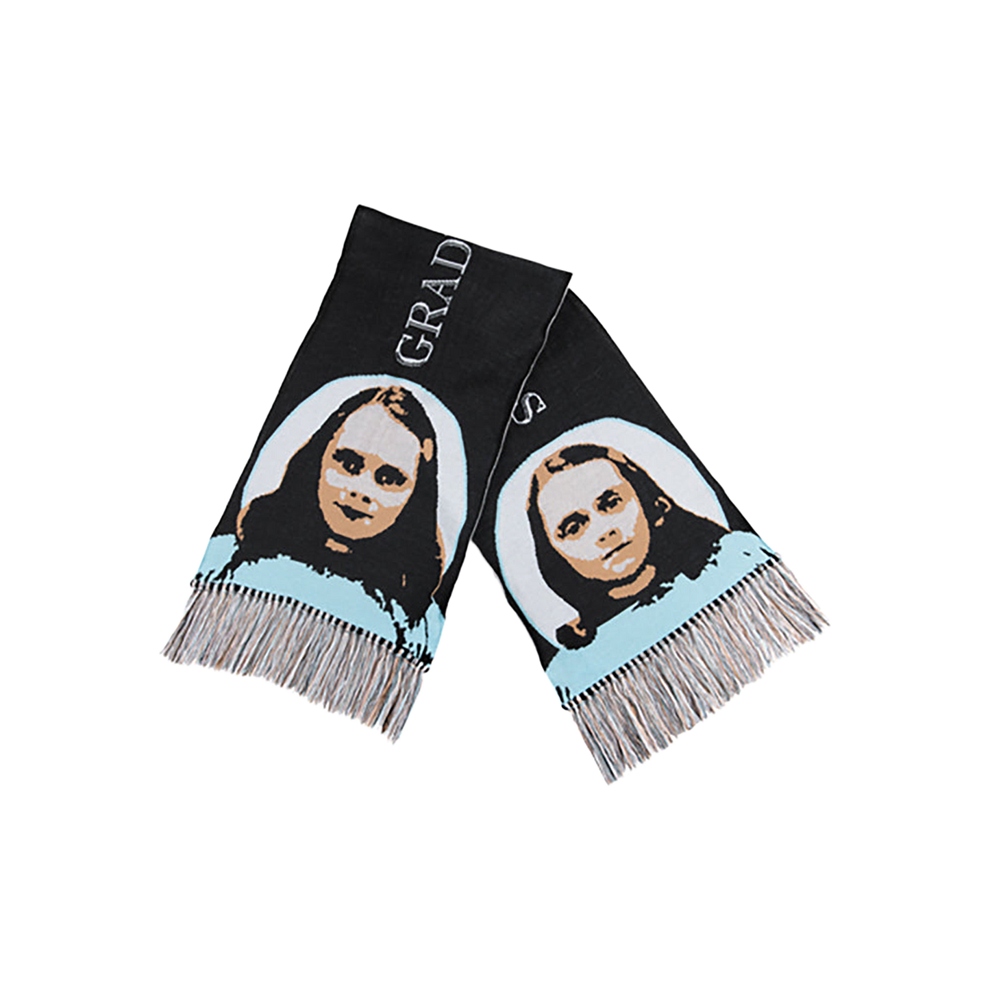 KNIT GANG COUNCIL "THE SHINING" KNIT SCARF "TWINS" BLACK／BEIGE