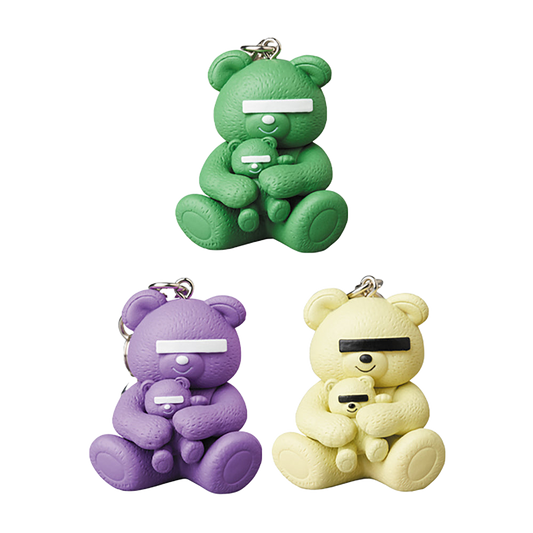 KEYCHAIN UNDERCOVER BEAR MOSSGREEN／LAVENDER／CREAM