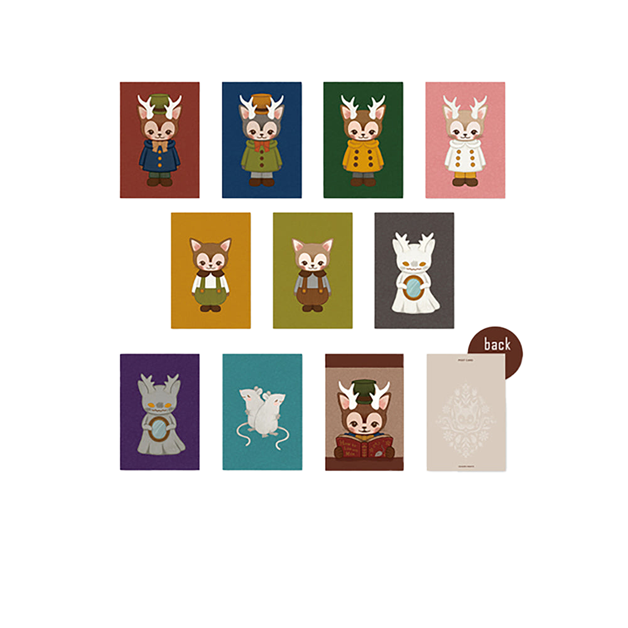 つのがはえた猫「MORRIS」 フレーム切手 ポストカード & A4クリアファイルセット、KITTY MORRISセット(限定カラー/レッド) 限定200個、KITTY MORRISセット(限定カラー/グリーン) 限定200個