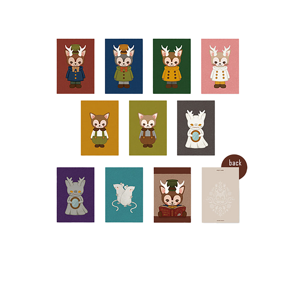 つのがはえた猫「MORRIS」 フレーム切手 ポストカード & A4クリアファイルセット、KITTY MORRISセット(限定カラー/レッド) 限定200個、KITTY MORRISセット(限定カラー/グリーン) 限定200個