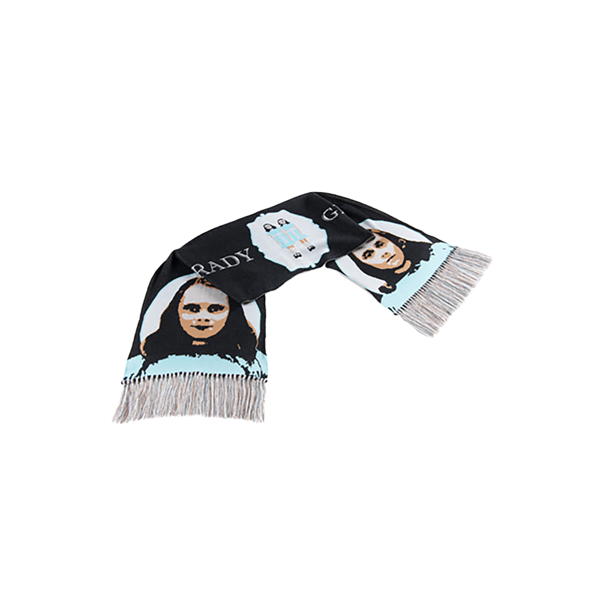 KNIT GANG COUNCIL "THE SHINING" KNIT SCARF "TWINS" BLACK／BEIGE
