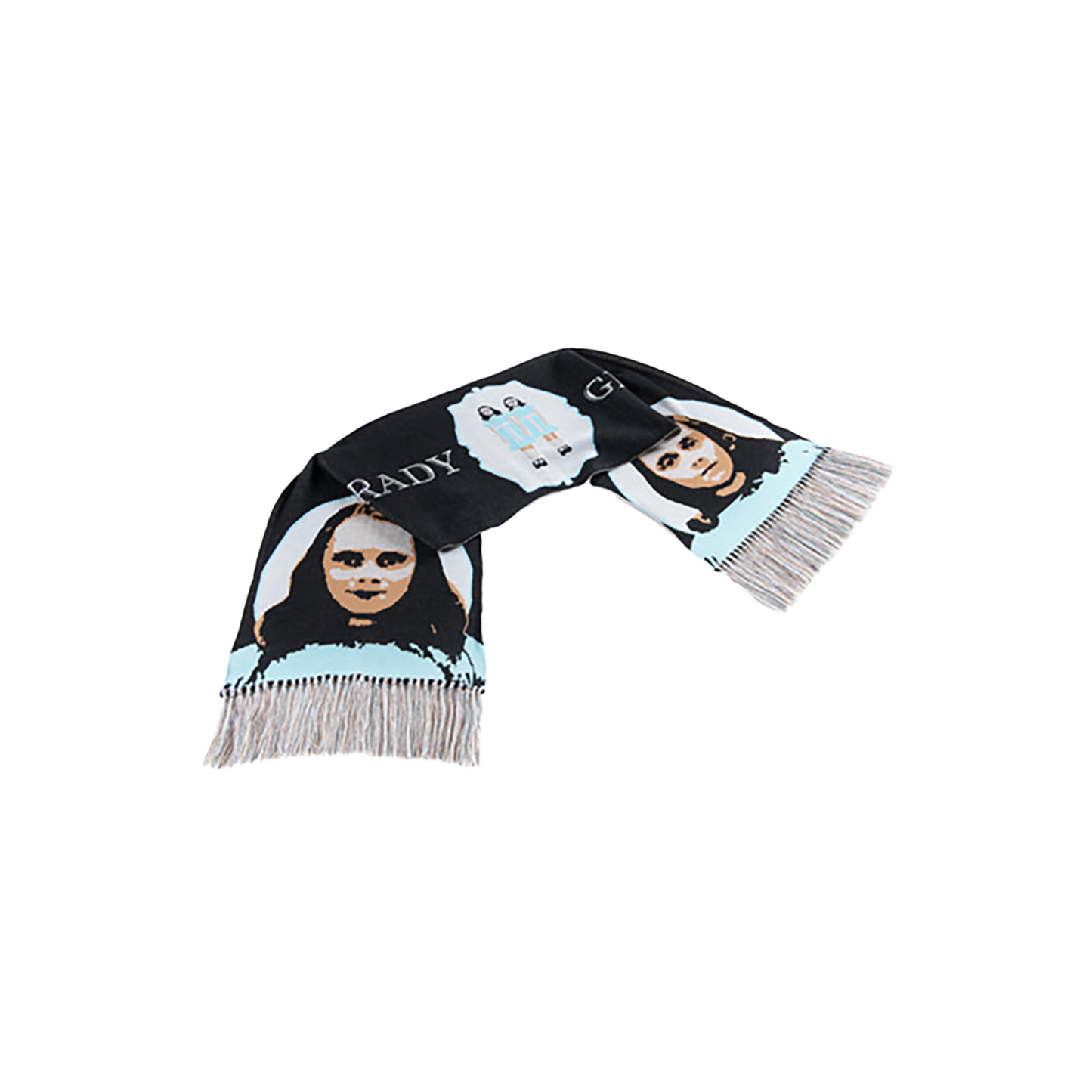 KNIT GANG COUNCIL "THE SHINING" KNIT SCARF "TWINS" BLACK／BEIGE