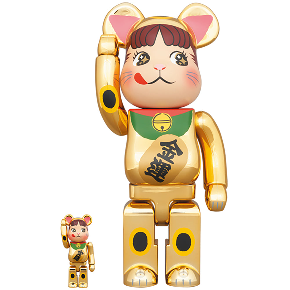 BE@RBRICK 招き猫 ペコちゃん 金運 金メッキ 100％ & 400％_0