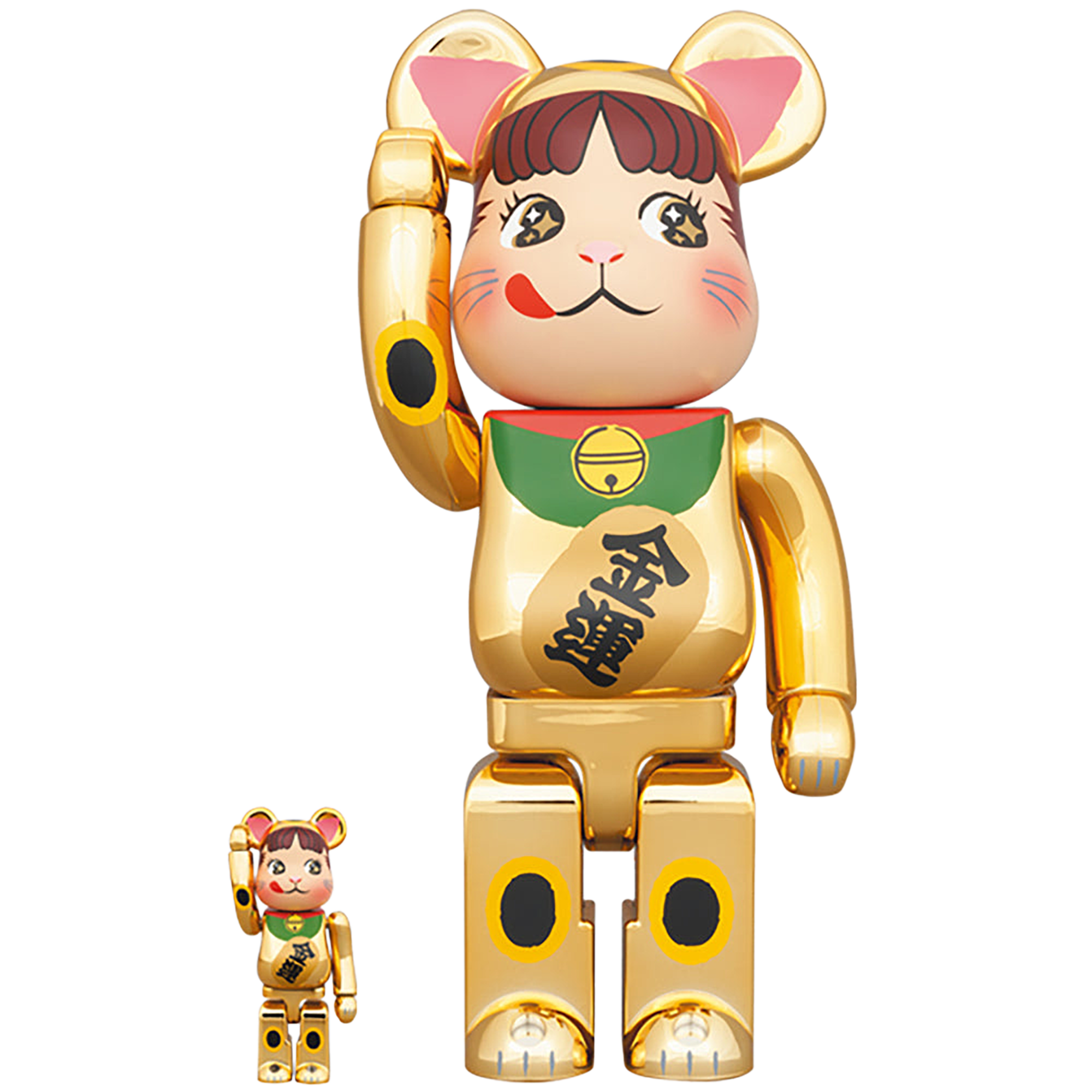 BE@RBRICK 招き猫 ペコちゃん 金運 金メッキ 100％ & 400％