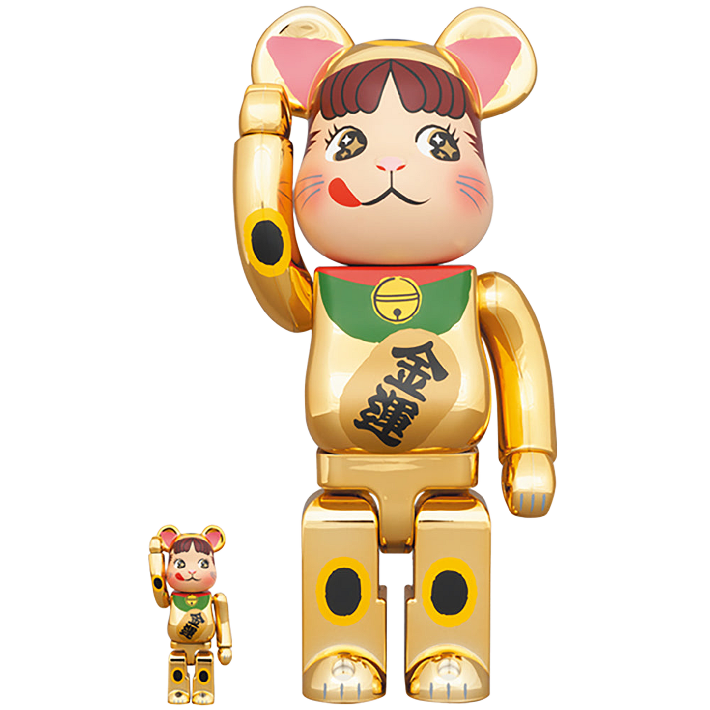 BE@RBRICK 招き猫 ペコちゃん 金運 金メッキ 100％ & 400％
