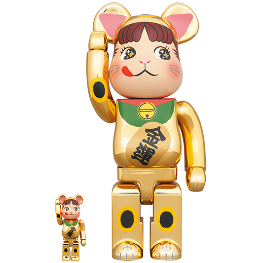 BE@RBRICK 招き猫 ペコちゃん 金運 金メッキ 100％ & 400％