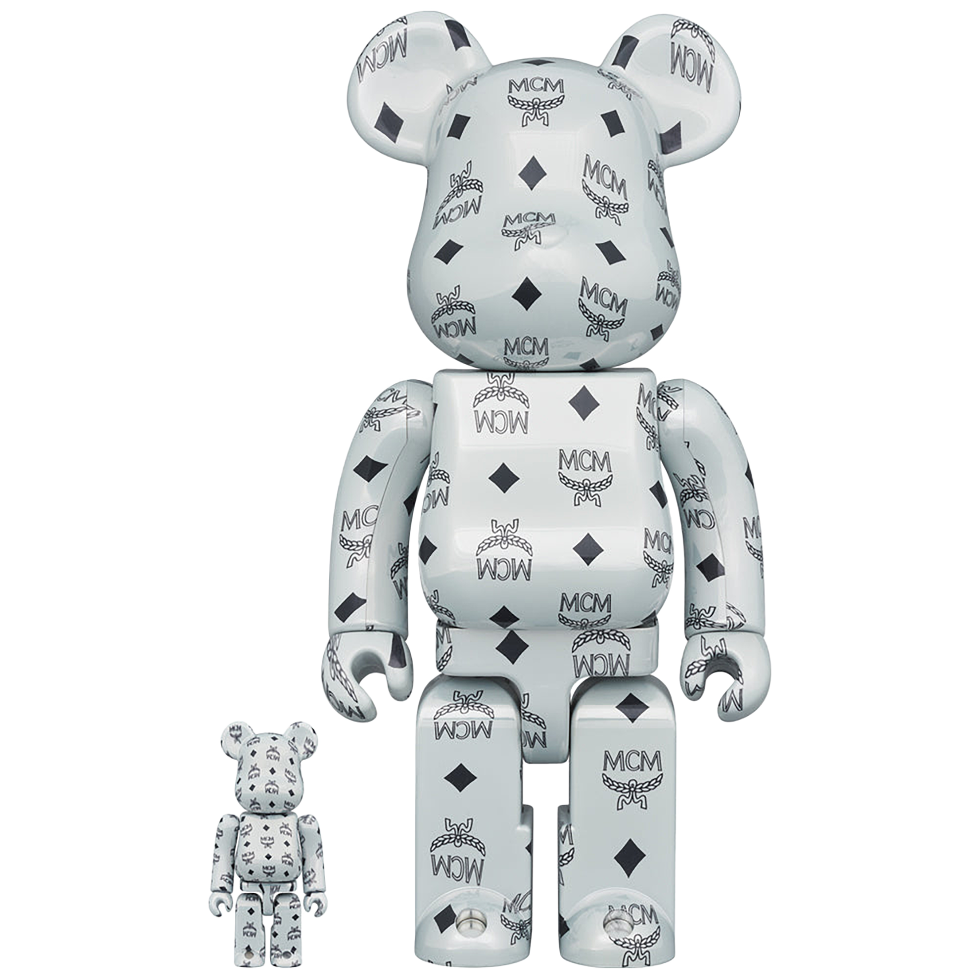 BE@RBRICK MCM WHITE CHROME Ver. 100％ & 400％