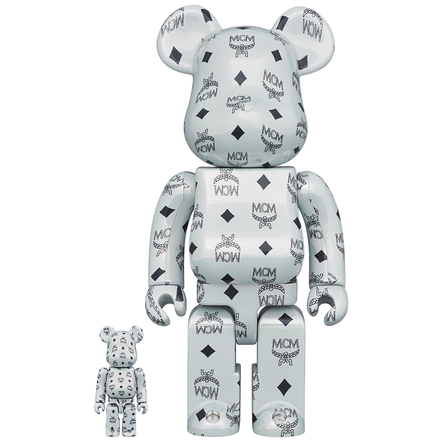 BE@RBRICK MCM WHITE CHROME Ver. 100％ & 400％