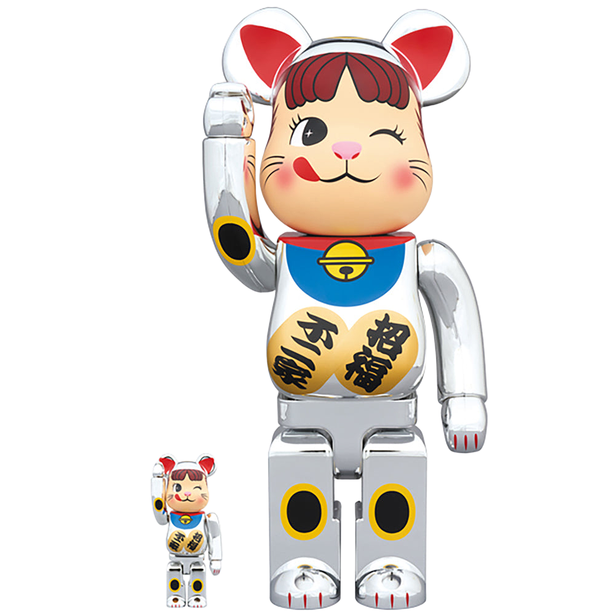 BE@RBRICK 招き猫 ペコちゃん 銀メッキ 100％ & 400％