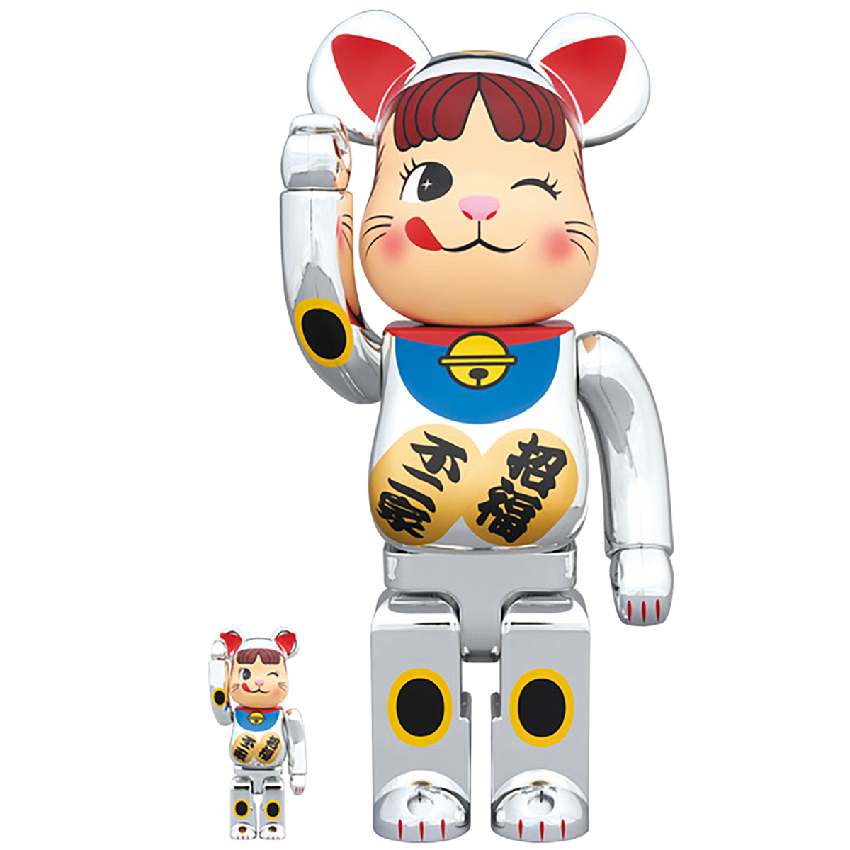 BE@RBRICK 招き猫 ペコちゃん 銀メッキ 100％ & 400％