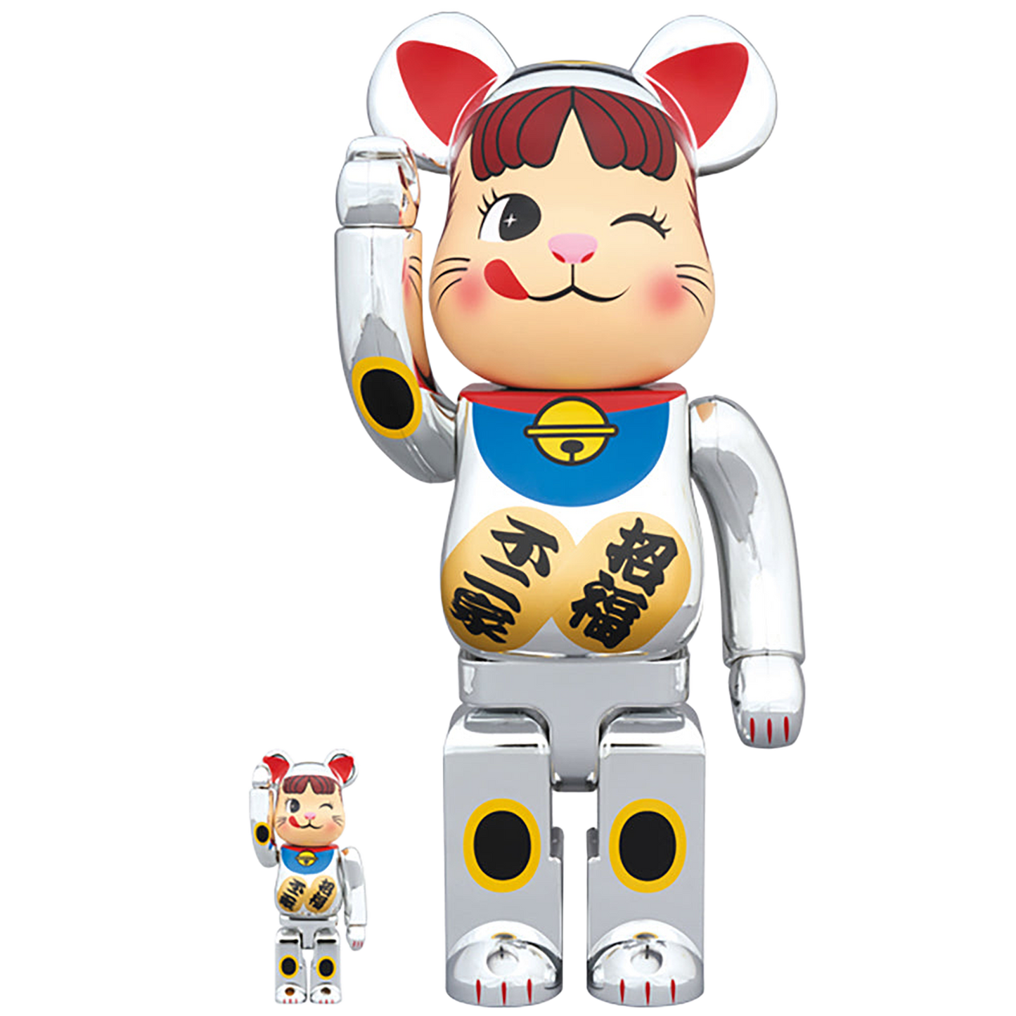 BE@RBRICK 招き猫 ペコちゃん 銀メッキ 100％ & 400％