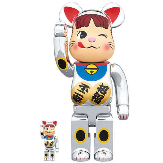 BE@RBRICK 招き猫 ペコちゃん 銀メッキ 100％ & 400％
