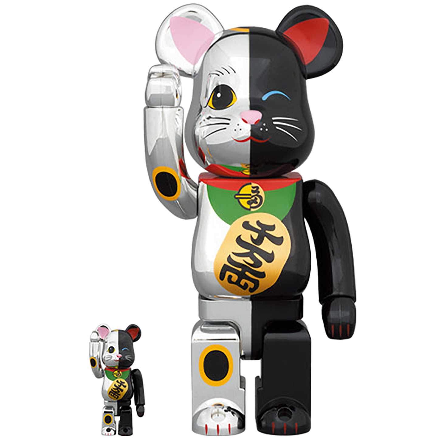 BE@RBRICK Manekineko Silver×Black 100％ & 400％