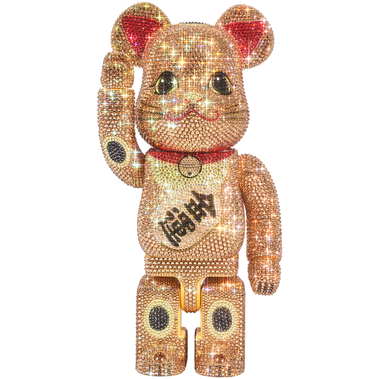 BE@RBRICK CRYSTAL DECORATE Maneki Neko Gold Money Fortune 400％