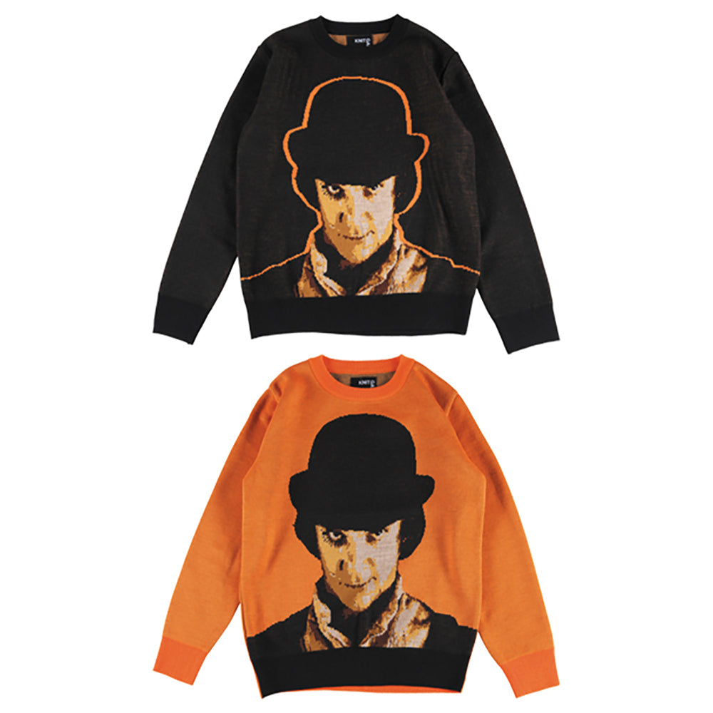 KNIT GANG COUNCIL "A CLOCKWORK ORANGE" CREW NECK SWEATER "ALEX" BLACK／ORANGE_0