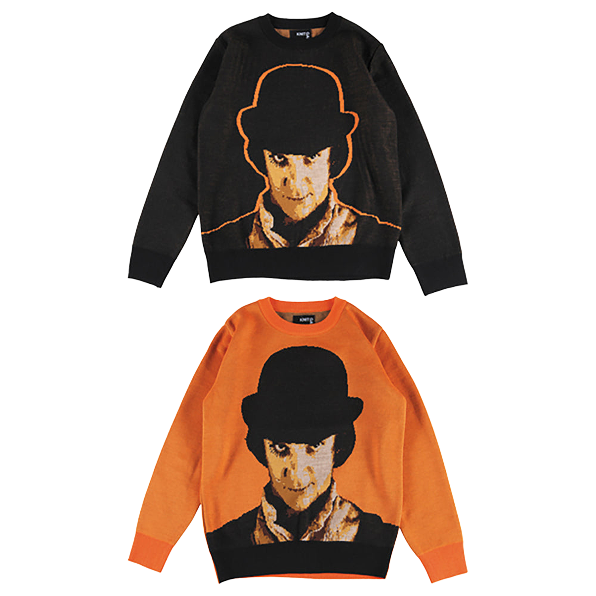 KNIT GANG COUNCIL "A CLOCKWORK ORANGE" CREW NECK SWEATER "ALEX" BLACK／ORANGE