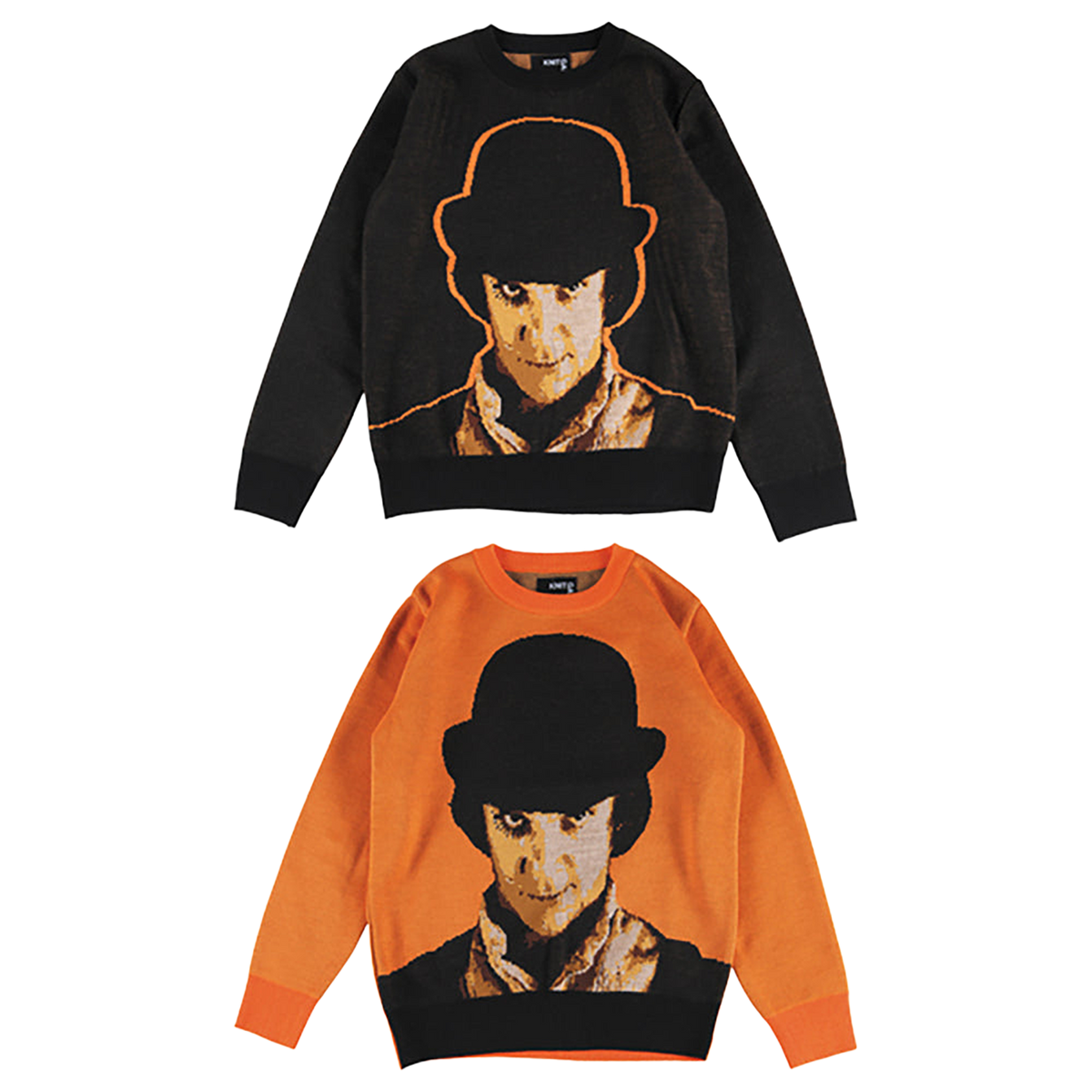KNIT GANG COUNCIL "A CLOCKWORK ORANGE" CREW NECK SWEATER "ALEX" BLACK／ORANGE