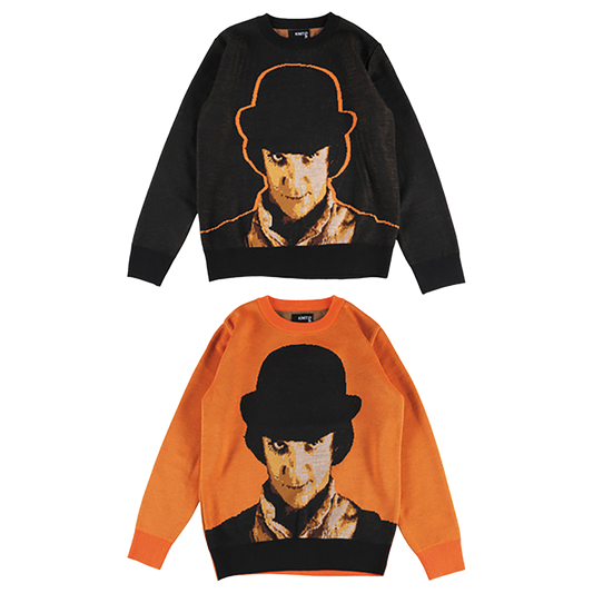 KNIT GANG COUNCIL "A CLOCKWORK ORANGE" CREW NECK SWEATER "ALEX" BLACK／ORANGE