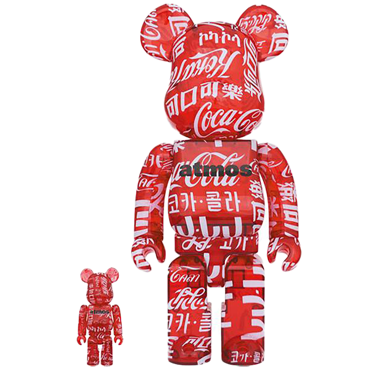 BE@RBRICK atmos × Coca-Cola CLEAR RED 100％ & 400％