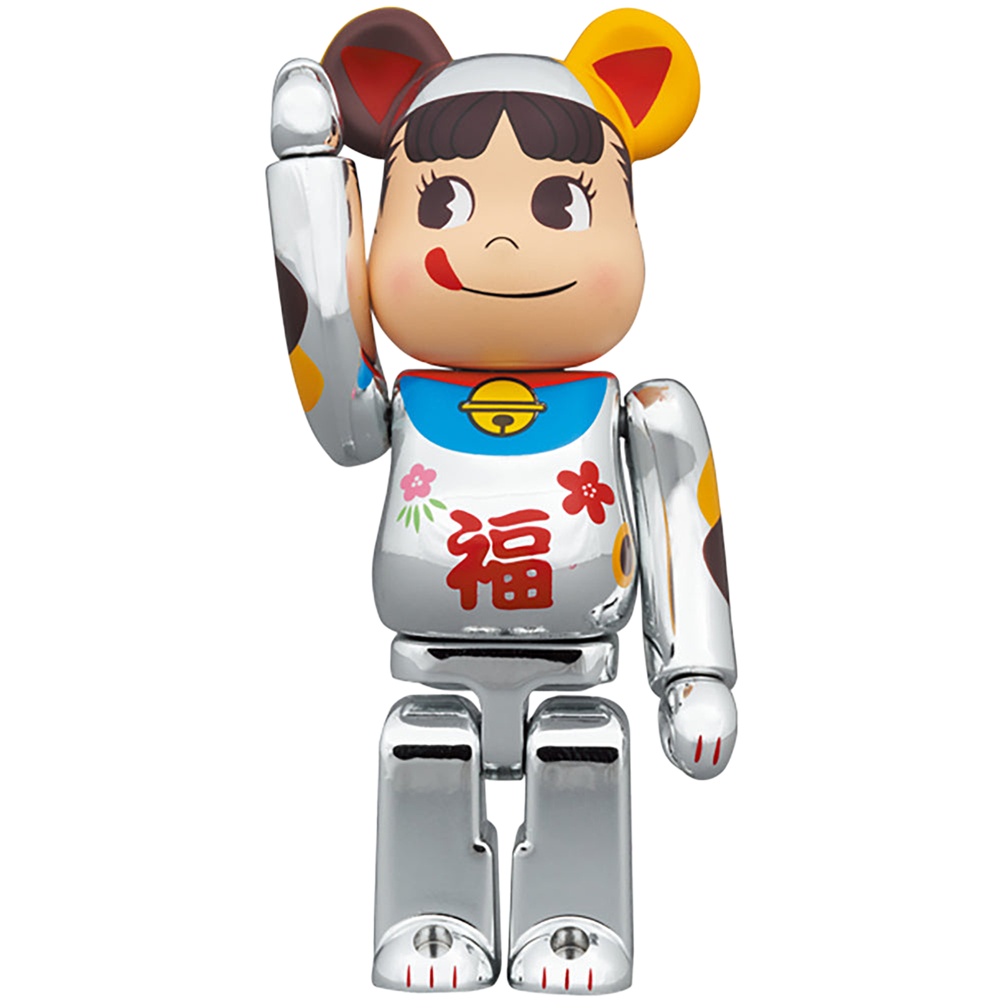 BE@RBRICK 招き猫 ペコちゃん 福 銀メッキ 100％ & 400％