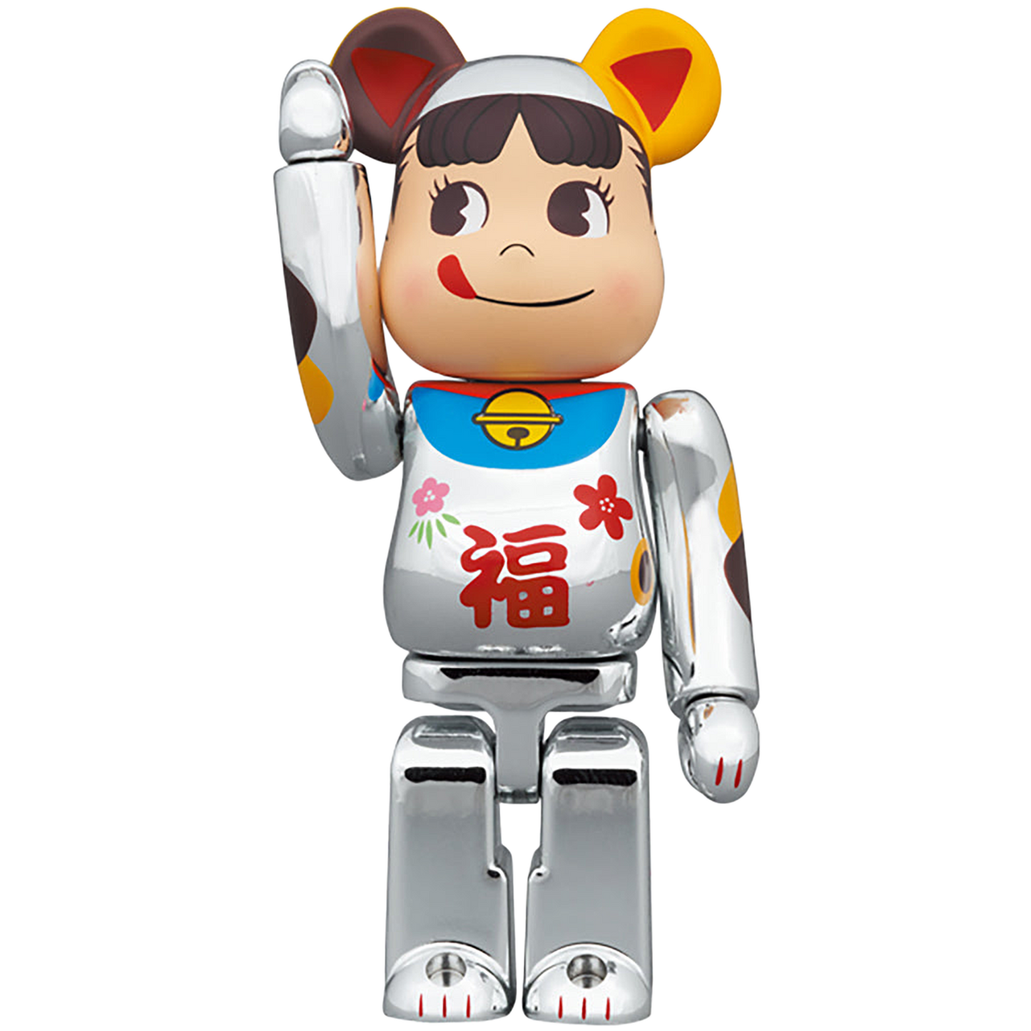 BE@RBRICK 招き猫 ペコちゃん 福 銀メッキ 100％ & 400％