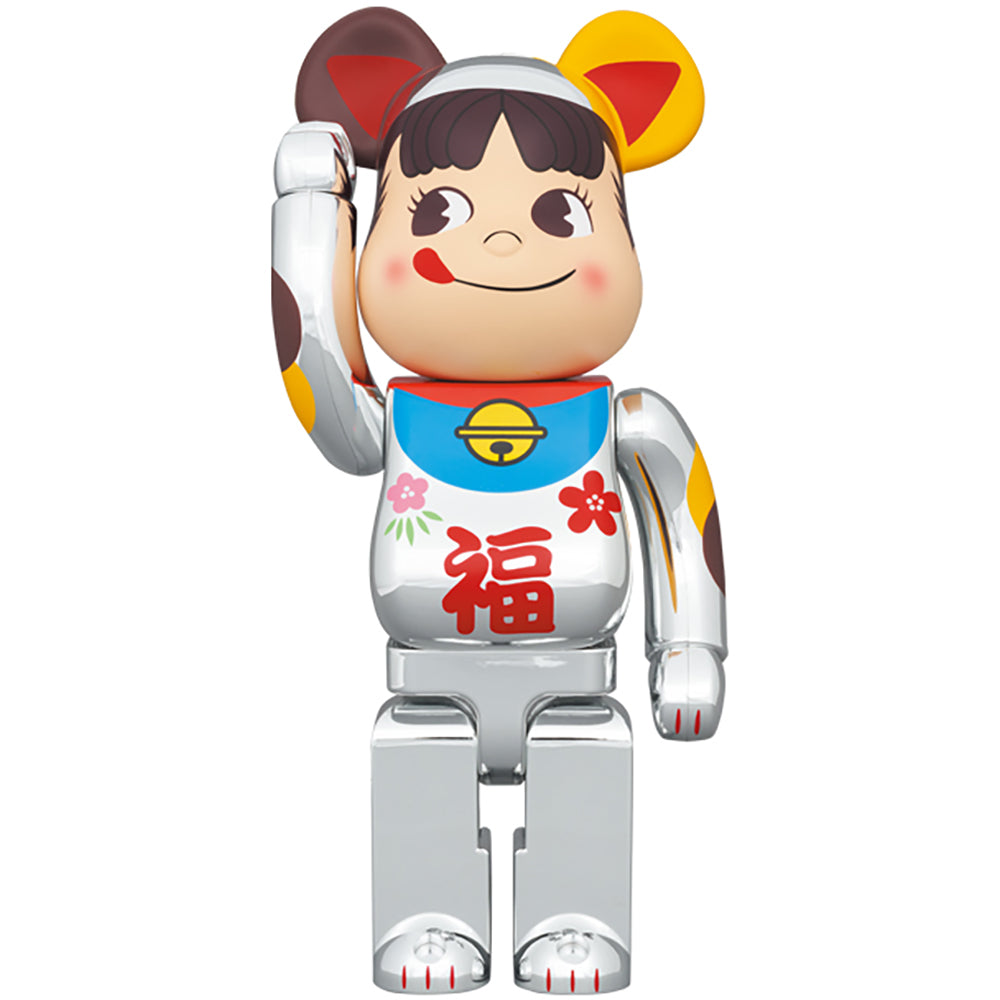BE@RBRICK 招き猫 ペコちゃん 福 銀メッキ 100％ & 400％_2