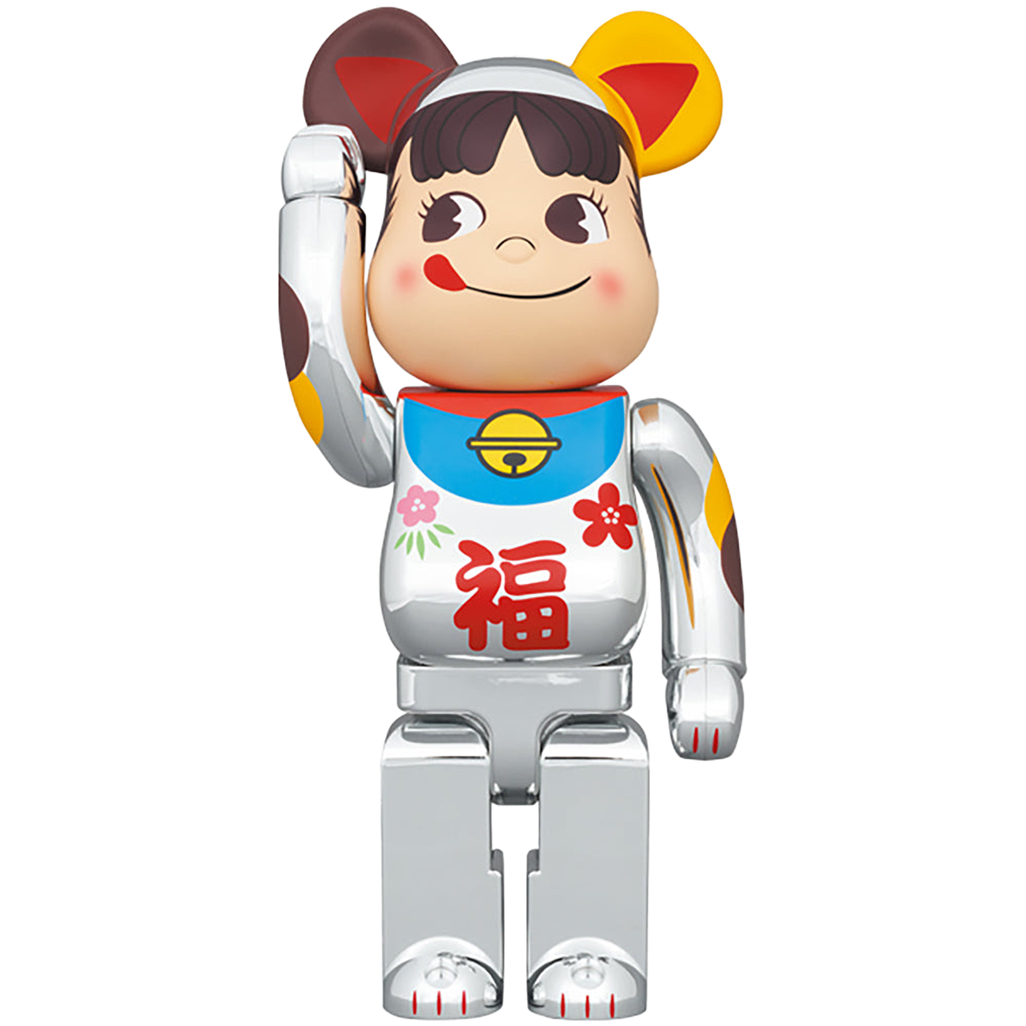 BE@RBRICK 招き猫 ペコちゃん 福 銀メッキ 100％ & 400％