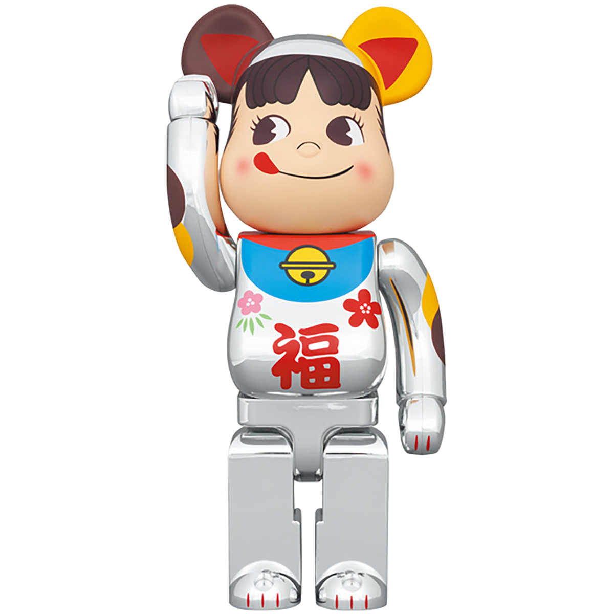 BE@RBRICK 招き猫 ペコちゃん 福 銀メッキ 100％ & 400％