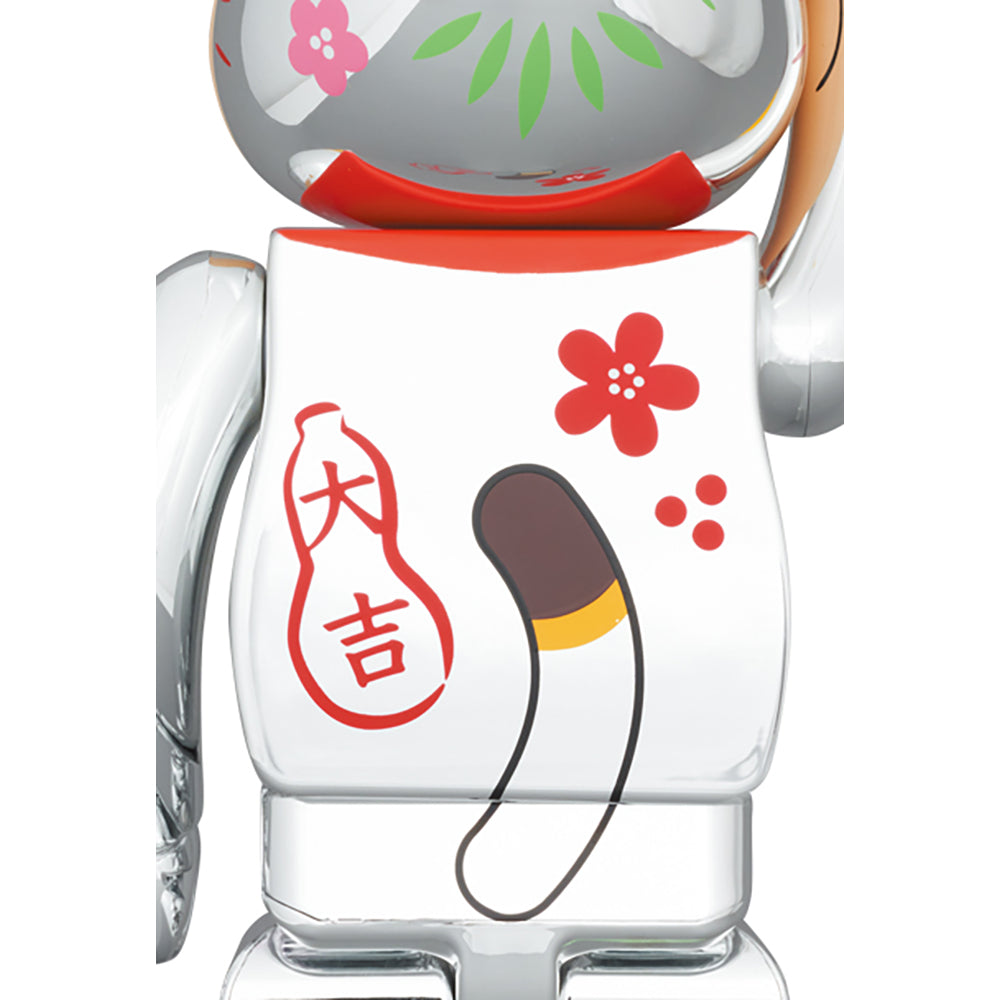 BE@RBRICK 招き猫 ペコちゃん 福 銀メッキ 100％ & 400％_3