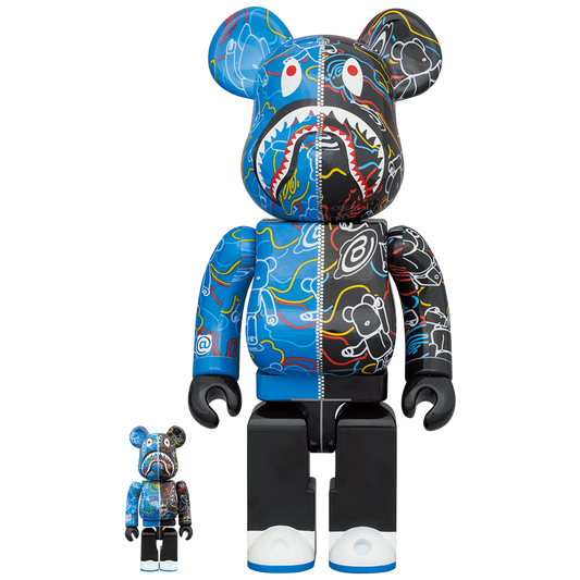 BAPE(R) BE@RBRICK LINE 迷彩鲨鱼 100% 和 400%