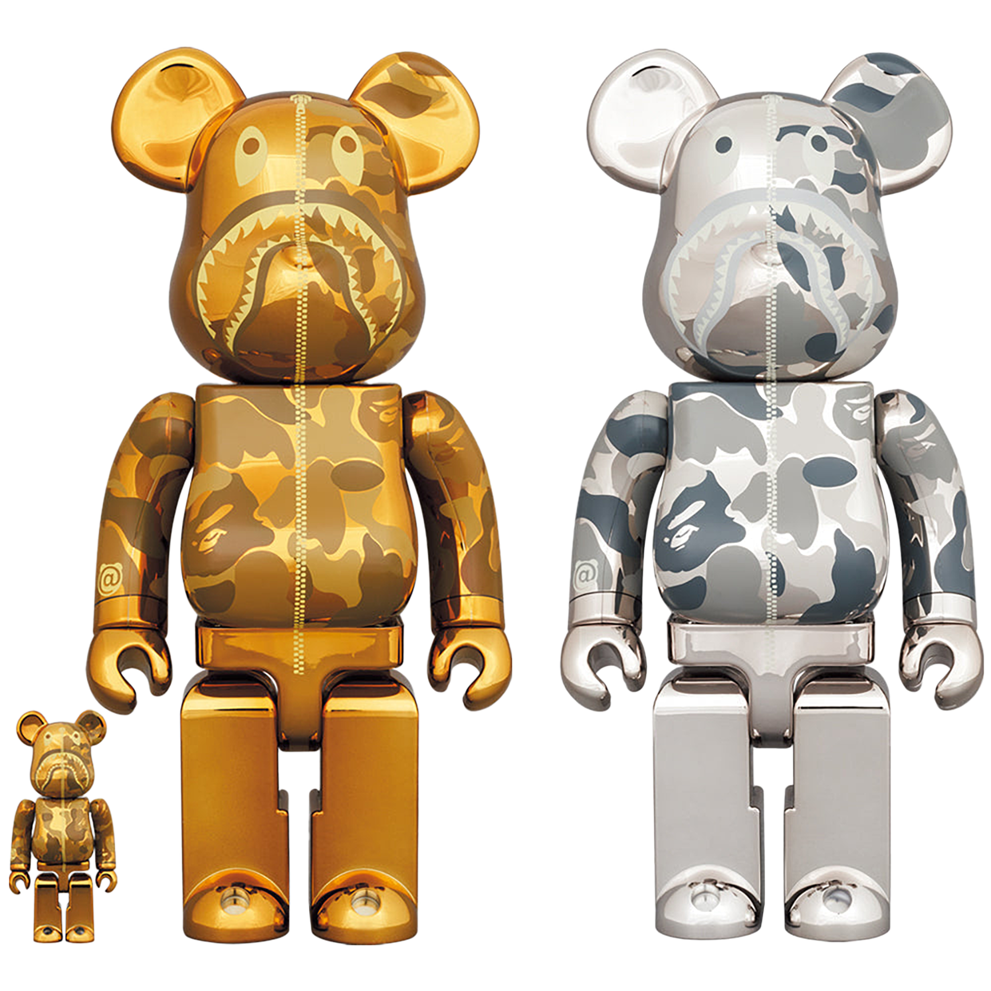 BE@RBRICK BAPE(R) CAMO SHARK 100％ & 400％ GOLD／SILVER
