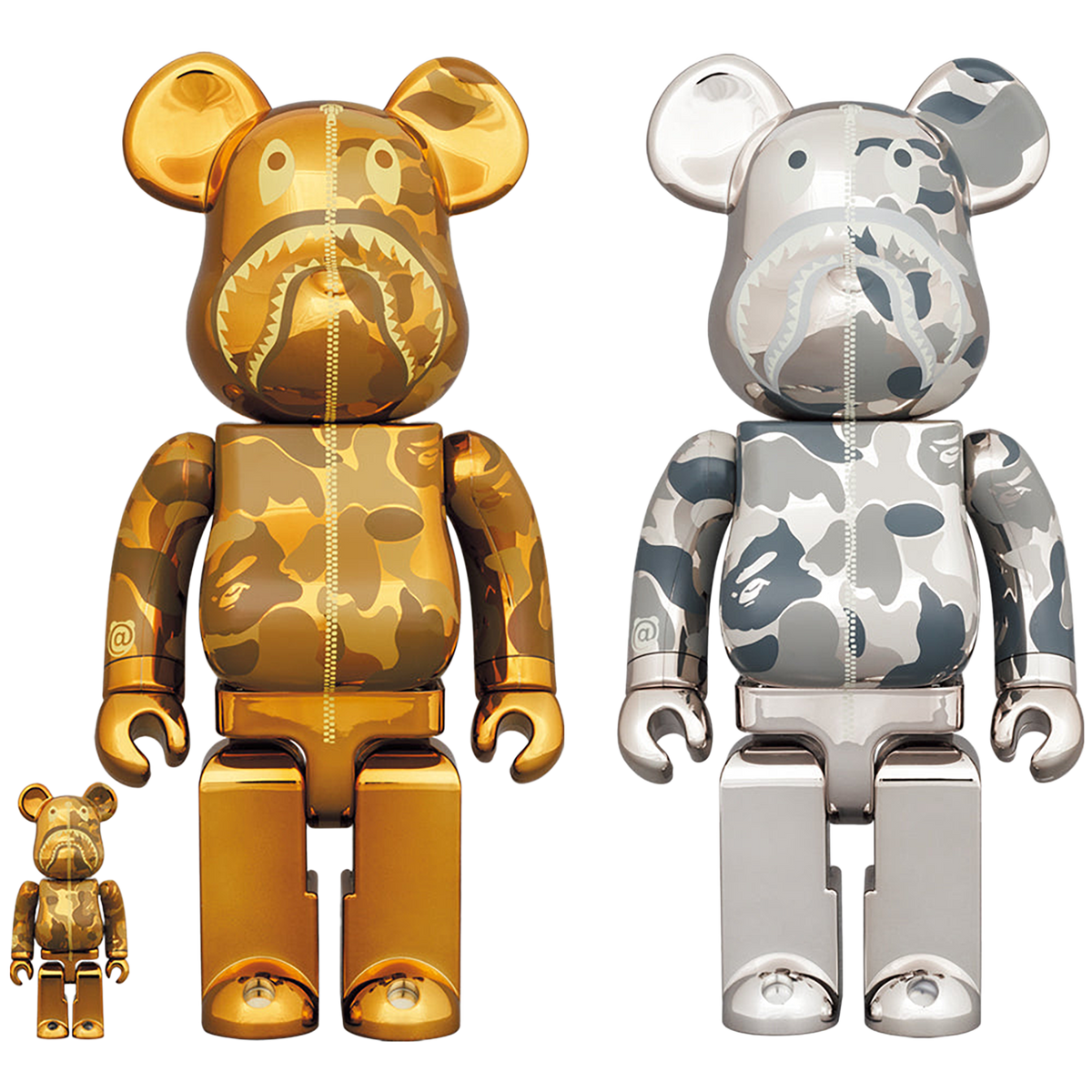 BE@RBRICK BAPE(R) CAMO SHARK 100％ & 400％ GOLD／SILVER
