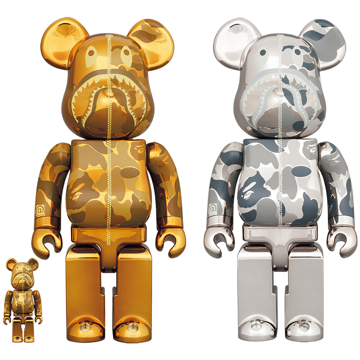 BE@RBRICK BAPE(R) CAMO SHARK 100％ & 400％ GOLD／SILVER