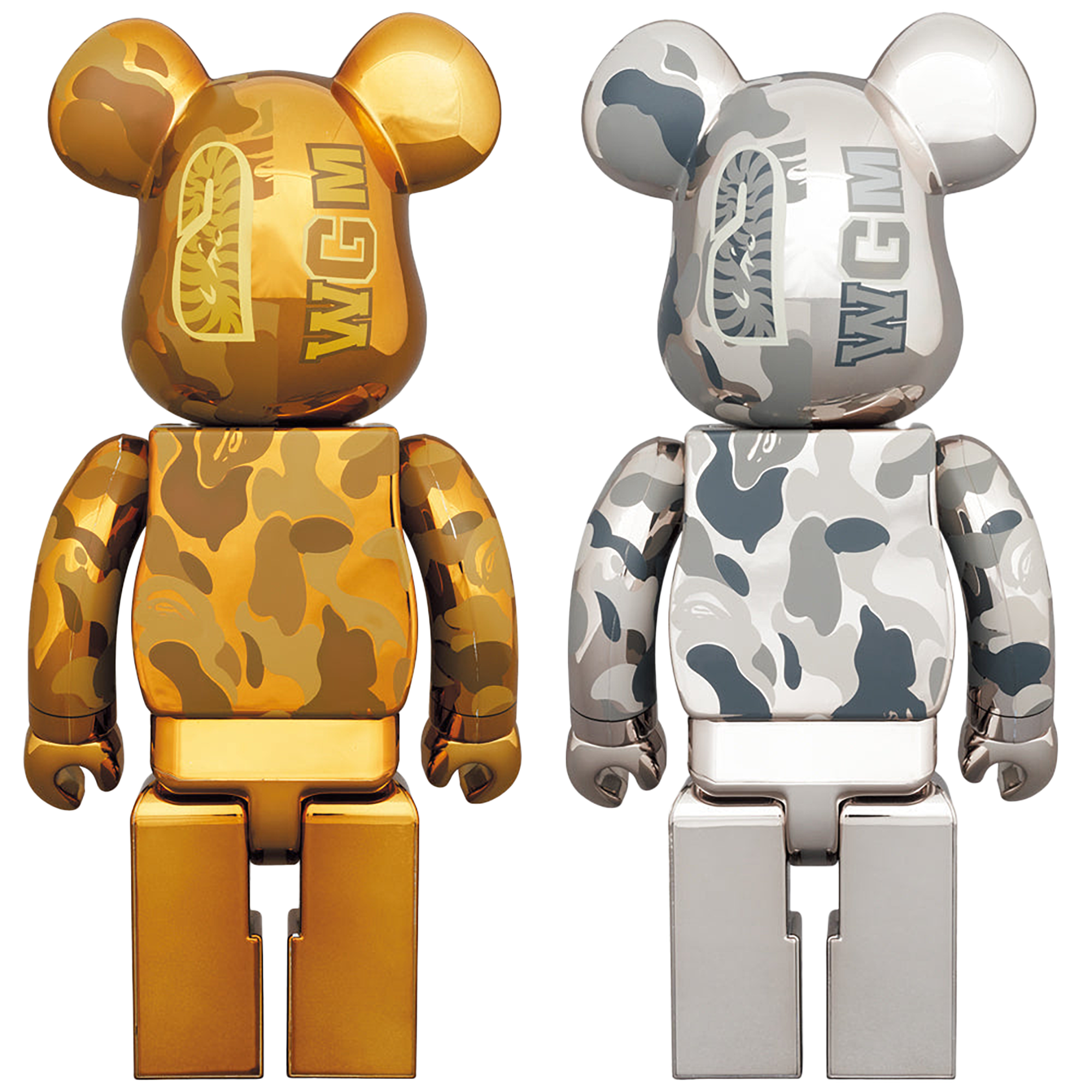 BE@RBRICK BAPE(R) CAMO SHARK 100％ & 400％ GOLD／SILVER