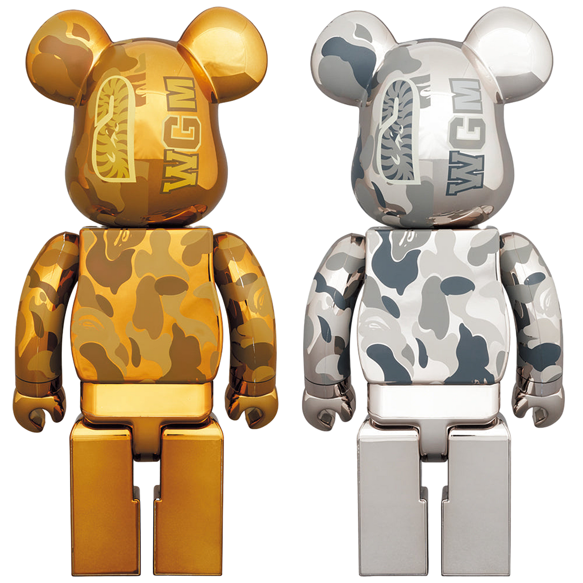 BE@RBRICK BAPE(R) CAMO SHARK 100％ & 400％ GOLD／SILVER