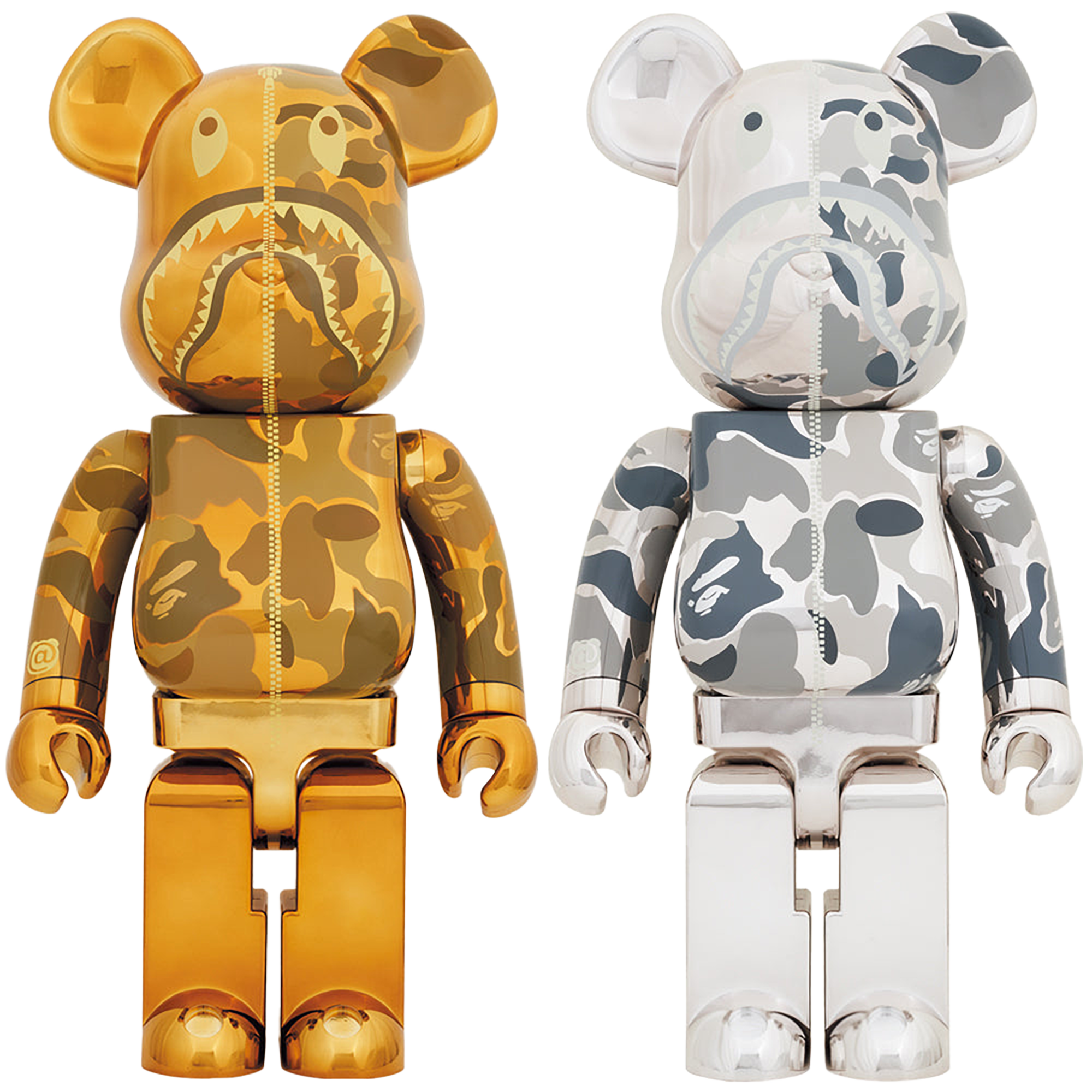 BE@RBRICK BAPE(R) CAMO SHARK 1000％ GOLD／SILVER
