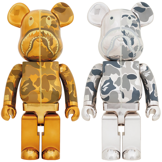 BE@RBRICK BAPE(R) CAMO SHARK 1000％ GOLD／SILVER