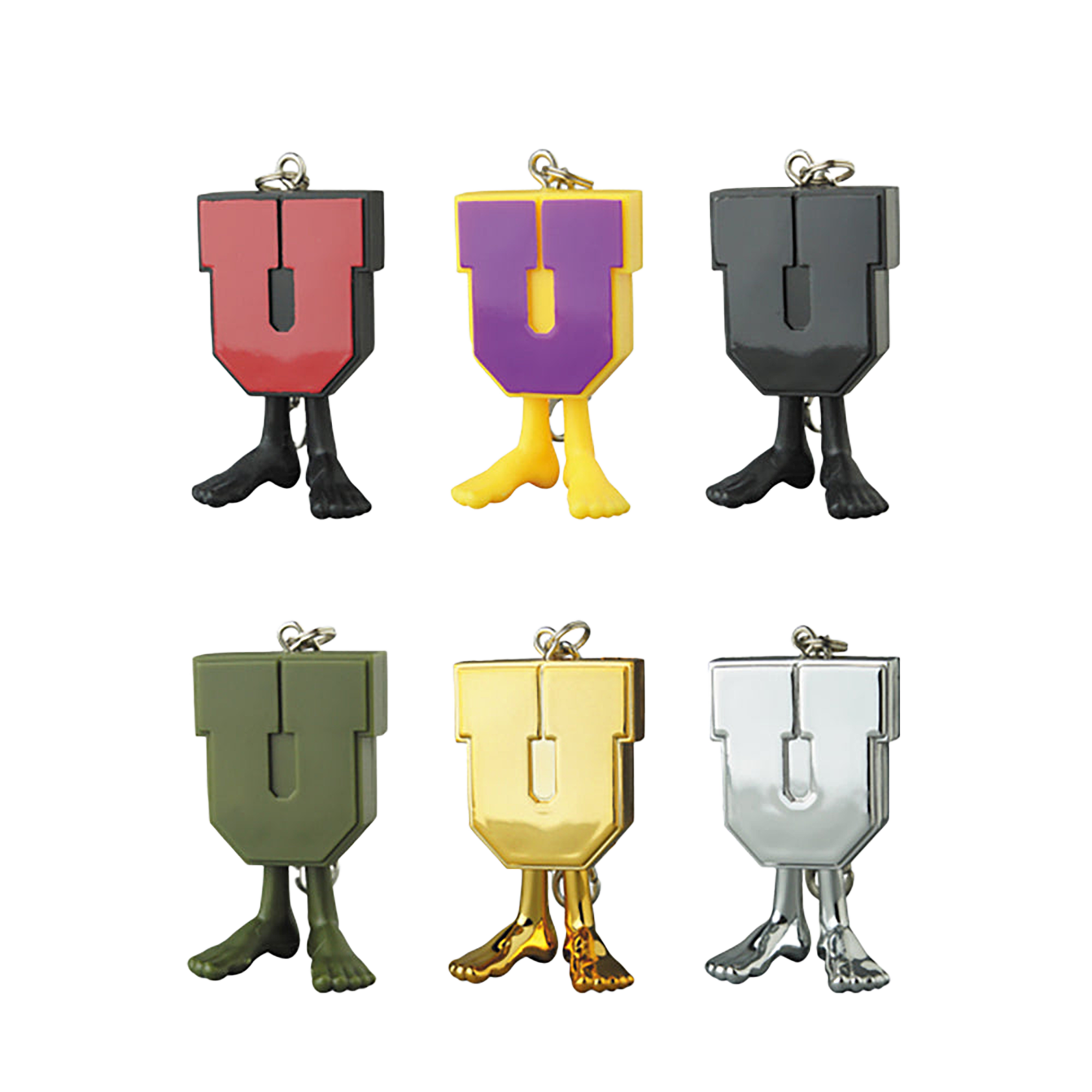 UNDEFEATED U-MAN KEYCHAIN BLACK×RED/PURPLE×YELLOW/BLACK/ OLIVE/GOLD CHROME/CHROME